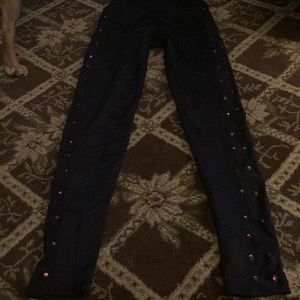 kizzi leggings with mesh and pink gems!